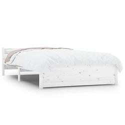 Foto van The living store bedframe houten - 195.5 x 140.5 x 51 cm - massief grenen - wit