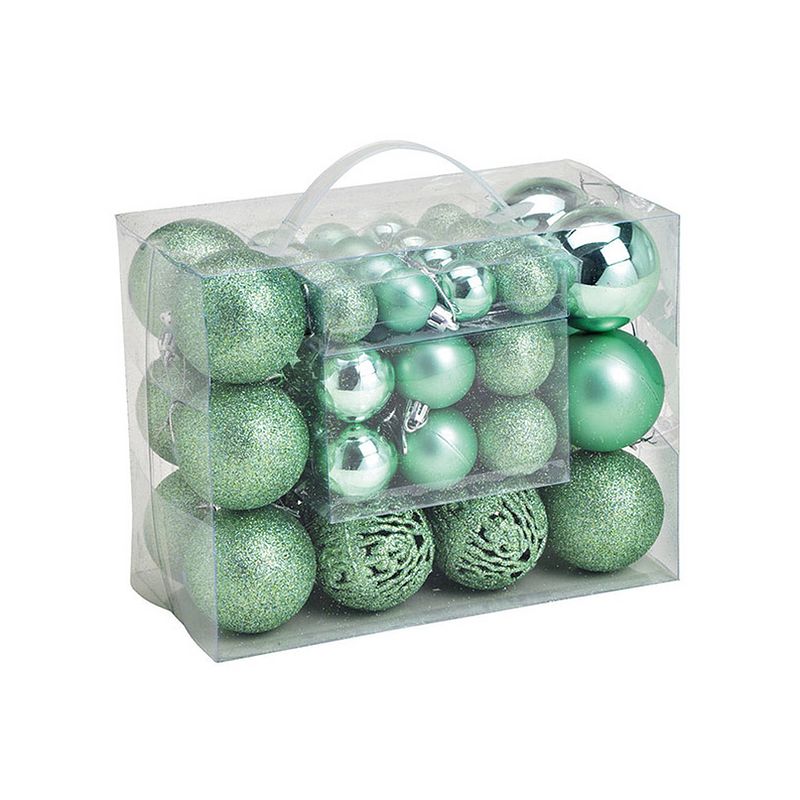 Foto van 50x stuks kunststof kerstballen mint groen 3, 4 en 6 cm - kerstbal