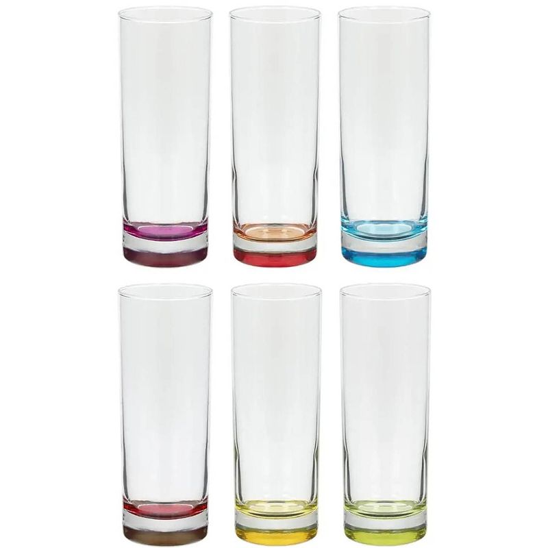 Foto van Set van 6x stuks longdrink glazen colori 310 ml van glas - longdrinkglazen