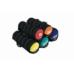 Foto van Toorx fitness powerbag met 6 hendels - blauw/zwart 25 kg - zwart, rood, blauw, geel, oranje