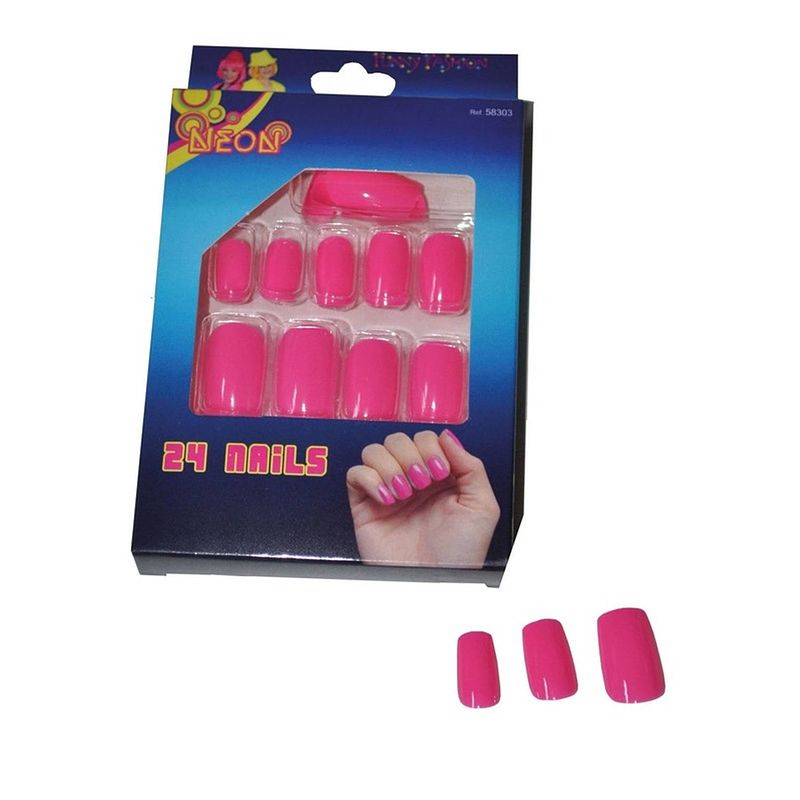 Foto van Nep nagel setje neon roze - verkleedkunstnagels