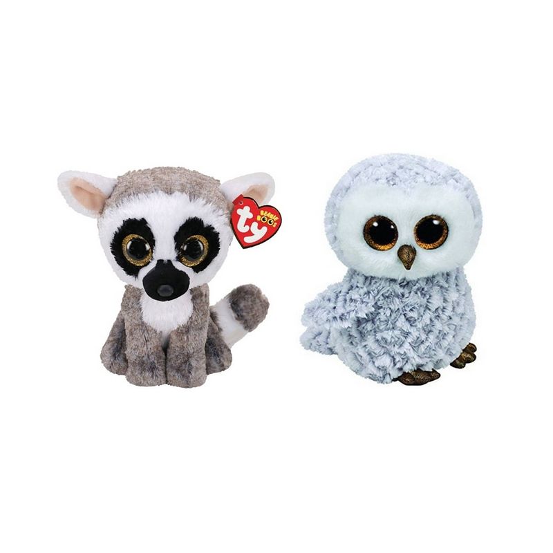 Foto van Ty - knuffel - beanie boo's - linus lemur & owlette owl