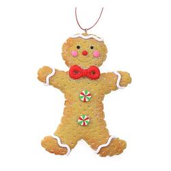 Foto van Kersthanger - gingerbread peperkoek mannetje -1x st- kunststof - 11 cm - kersthangers