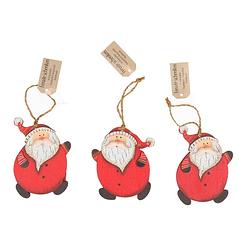 Foto van Kersthangers set van 3 stuks houten kerstman ornamenten 10 cm - kersthangers