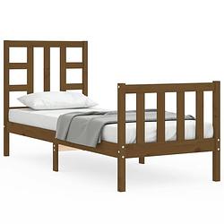 Foto van The living store bedframe - massief grenenhout - 195.5 x 80.5 x 100 cm - honingbruin