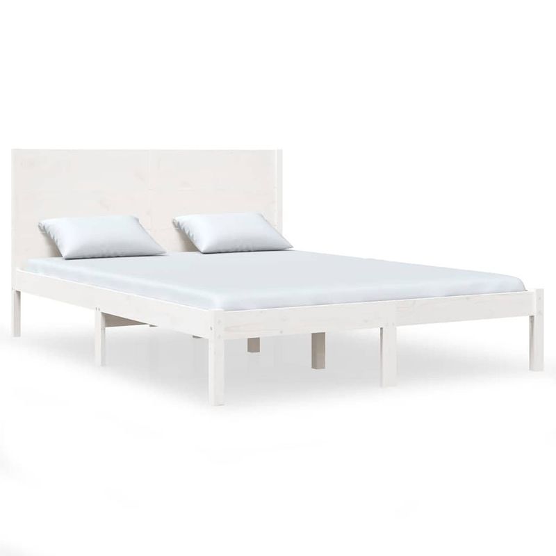 Foto van The living store bedframe houten massief grenen - 205.5 x 95.5 x 100 cm - wit