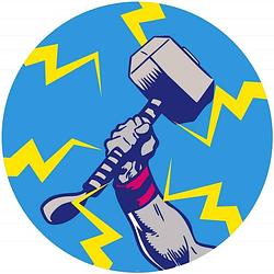 Foto van Komar avengers thors hammer pop art vlies zelfklevend fotobehang 125x125cm rond