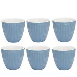 Foto van Set van 6x stuks beker (latte cup) greengate alice nordic sky blauw 300 ml - ø 10 cm