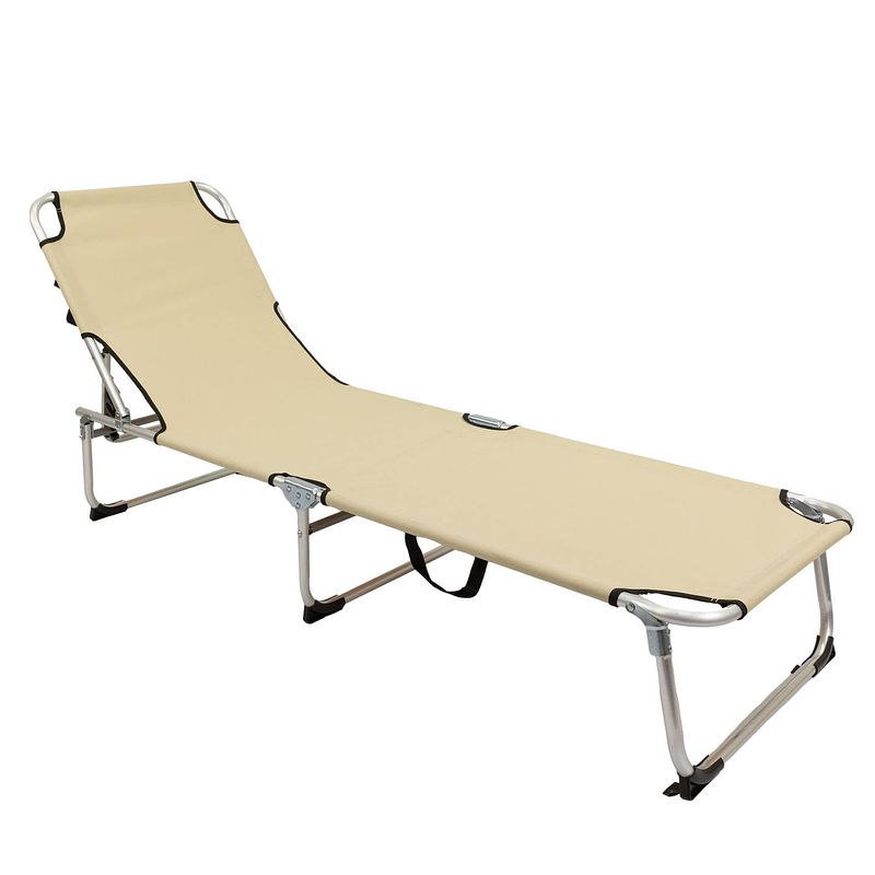 Foto van Maxxgarden aluminium ligstoel - voor tuin en zwembad - verstelbare rug - 189x59 cm (taupe)