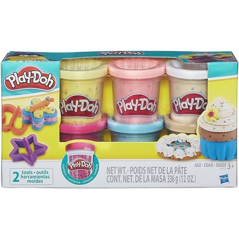 Foto van Confetti play-doh 6-pack - 336 gram - boetseerklei playdoh