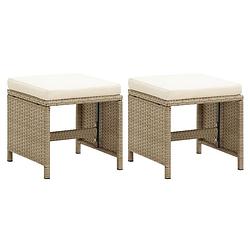 Foto van Vidaxl tuinkrukken 2 st met kussens poly rattan beige