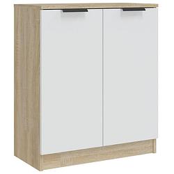 Foto van Vidaxl dressoir 60x30x70 cm bewerkt hout wit en sonoma eikenkleurig