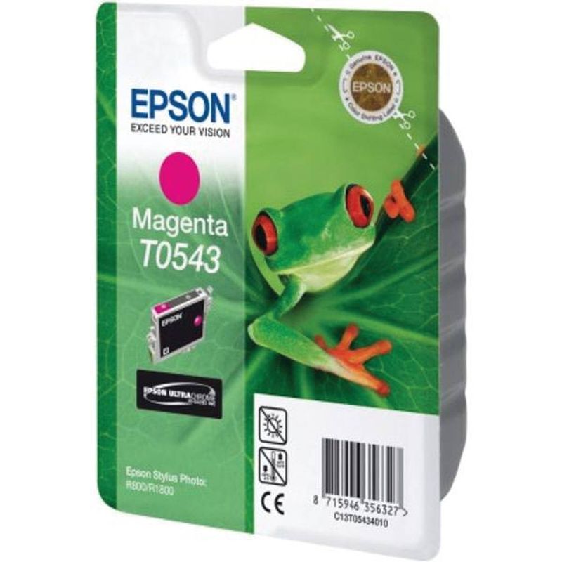 Foto van Epson inktcartridge t0543, 400 pagina's, oem c13t05434010, magenta