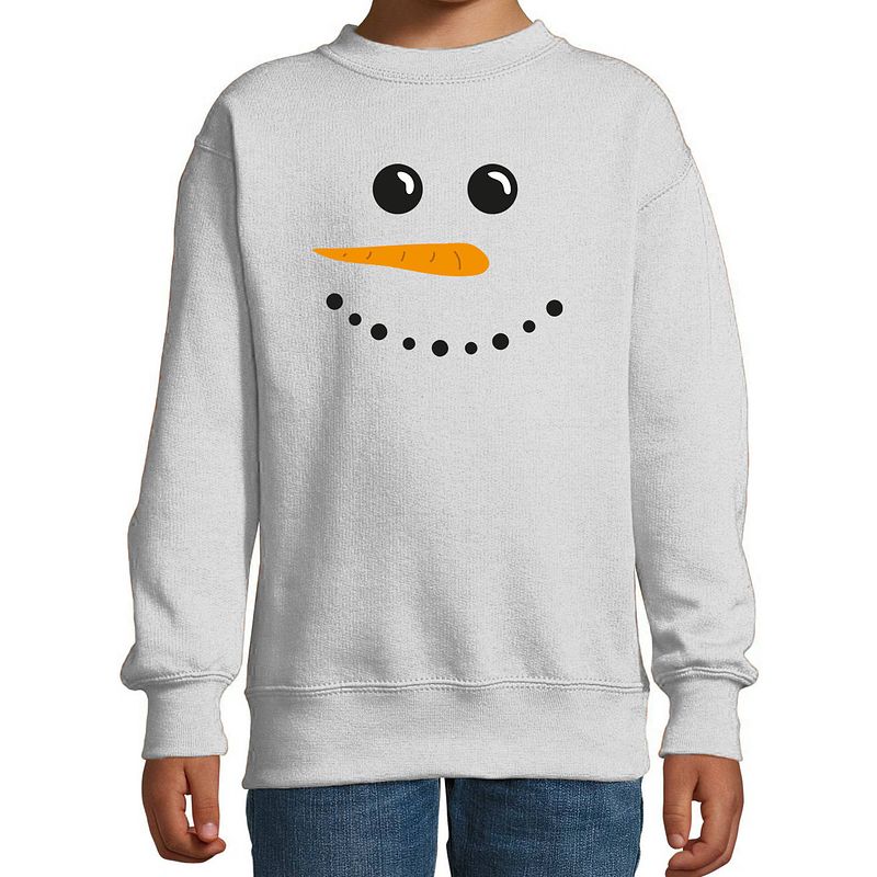 Foto van Sneeuwpop foute kerstsweater / kersttrui grijs voor kinderen 14-15 jaar (170/176) - kerst truien