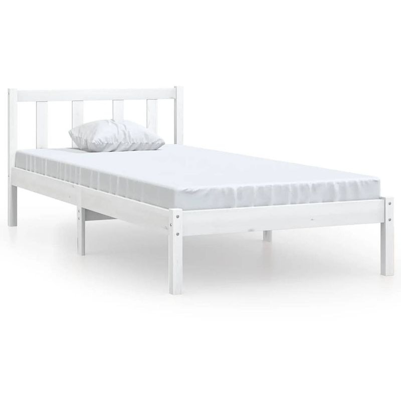 Foto van Vidaxl bedframe massief grenenhout wit 90x190 cm 3ft single