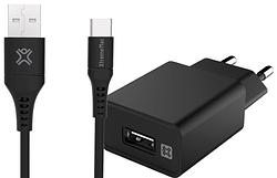 Foto van Xtrememac oplader 12w + usb c kabel 1m kunststof zwart