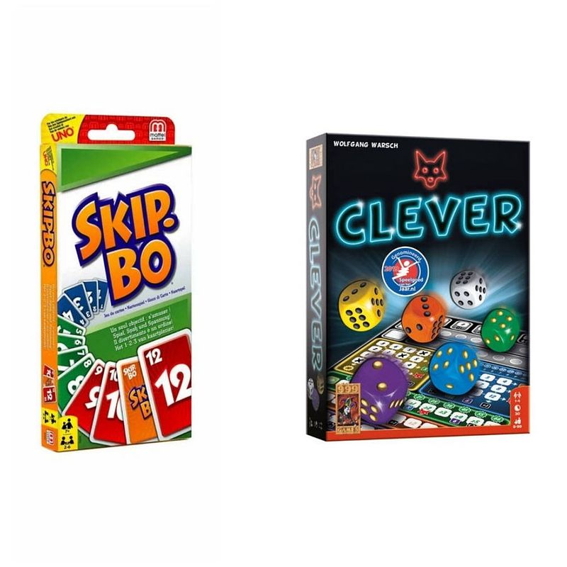 Foto van Spellenbundel - kaartspel - 2 stuks - skip-bo & clever