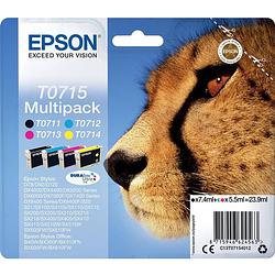 Foto van Epson inktcartridge t0715,250-415 pagina'ss, oem c13t07154012, 4 kleuren 8 stuks