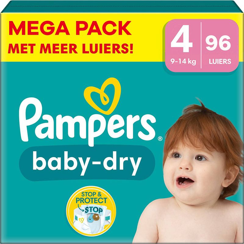 Foto van Pampers - baby dry - maat 4 - mega pack - 96 stuks - 9/14 kg