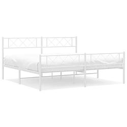 Foto van Vidaxl bedframe met hoofd- en voeteneinde metaal wit 193x203 cm