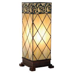 Foto van Haes deco - tiffany tafellamp beige, bruin 18x18x45 cm fitting e27 / lamp max 1x40w