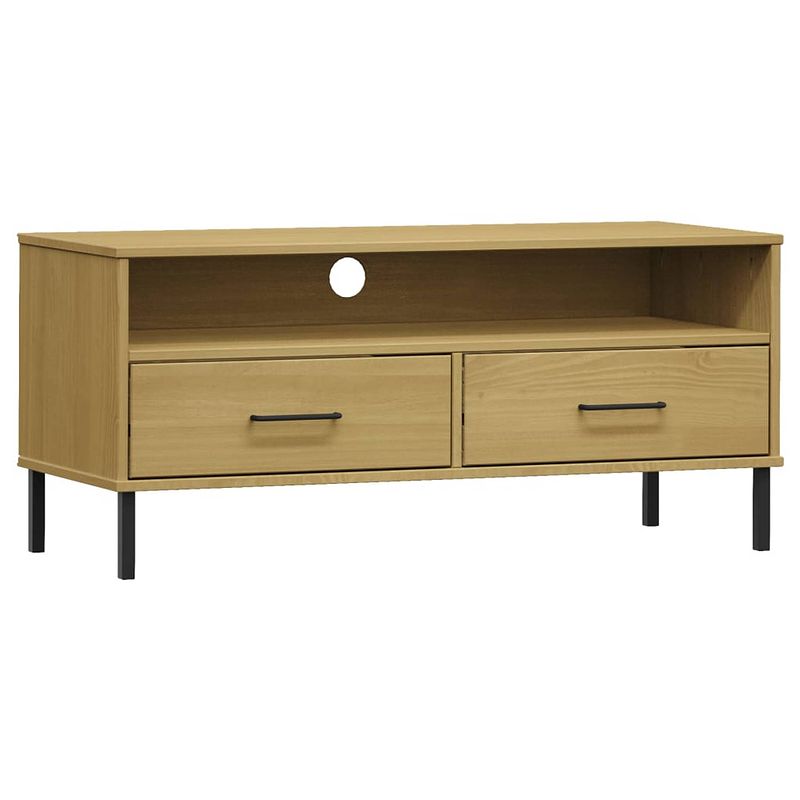 Foto van The living store oslo tv-kast - 106 x 40 x 46.5 cm - massief grenenhout - 2 lades