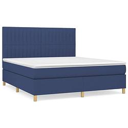 Foto van The living store boxspring met matras stof blauw 180x200 cm - bed