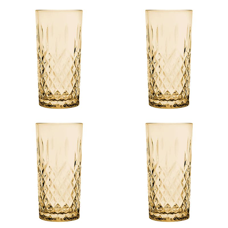 Foto van Haes deco - waterglas, drinkglas set van 4 glazen - inhoud glas 280 ml / ø 7x15 cm