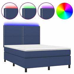 Foto van Vidaxl boxspring met matras en led stof blauw 140x200 cm