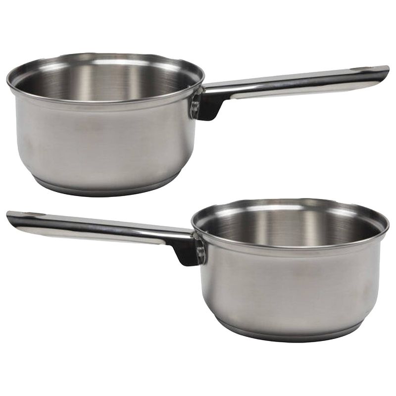 Foto van Steelpan/sauspan - 2x - rvs - d16 cm - 1l -a alle warmtebronnen - steelpannen