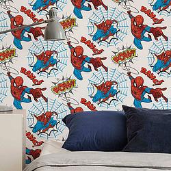 Foto van Kids at home behang spiderman pow wit