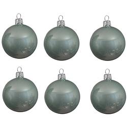 Foto van 6x glazen kerstballen glans mintgroen 8 cm kerstboom versiering/decoratie - kerstbal