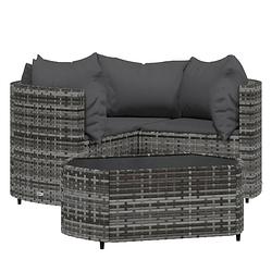 Foto van Vidaxl 4-delige loungeset met kussens poly rattan grijs