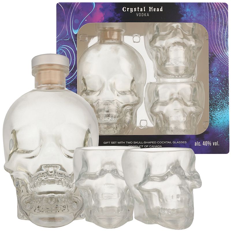 Foto van Crystal head + 2 glazen 70cl wodka