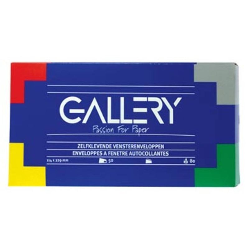 Foto van Gallery enveloppen ft 114 x 229 mm, met venster rechts, stripsluiting, doos van 50 stuks