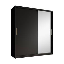 Foto van Meubella - kledingkast mandalin - zwart - 180 cm - met spiegel