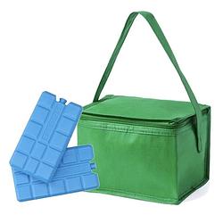 Foto van Strand sixpack mini koeltasje groen inclusief 2 koelelementen - koeltas