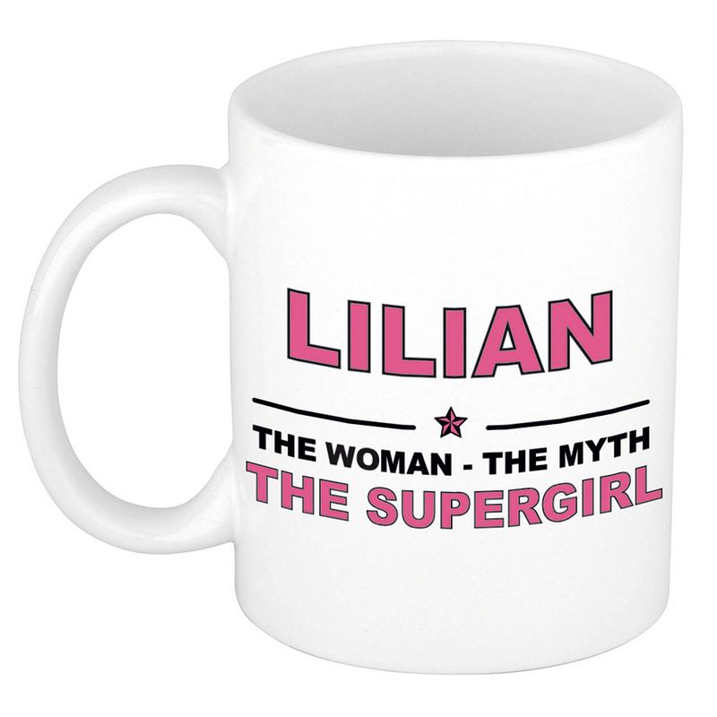 Foto van Lilian the woman, the myth the supergirl cadeau koffie mok / thee beker 300 ml - naam mokken