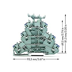 Foto van Wago 2002-3238 doorgangsklem 3-etages 5.20 mm spanveer toewijzing: l grijs 50 stuk(s)