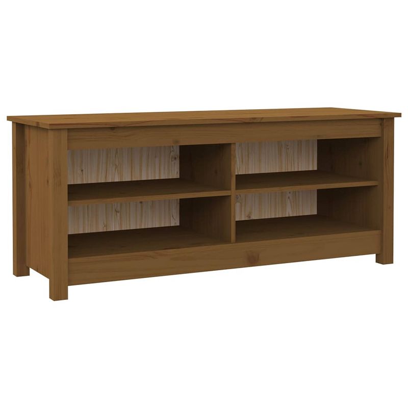 Foto van The living store schoenenbank grenenhout - 110 x 38 x 45.5 cm - trendy design - honingbruin