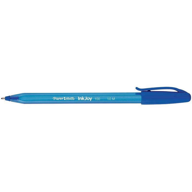 Foto van Paper mate balpen inkjoy 100 met dop, blauw