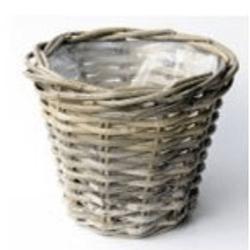 Foto van Van der leeden - planter rattan rond grey d43 h40 cm (l)