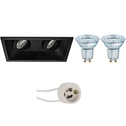 Foto van Led spot set - osram parathom par16 927 36d - pragmi zano pro - gu10 fitting - dimbaar - inbouw rechthoek dubbel - mat