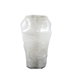 Foto van Ptmd riley white glass vase round irregular shape