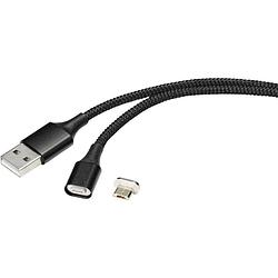 Foto van Renkforce usb-kabel usb 2.0 usb-a stekker, usb-micro-b stekker 1.00 m zwart magnetische stekker rf-4746074