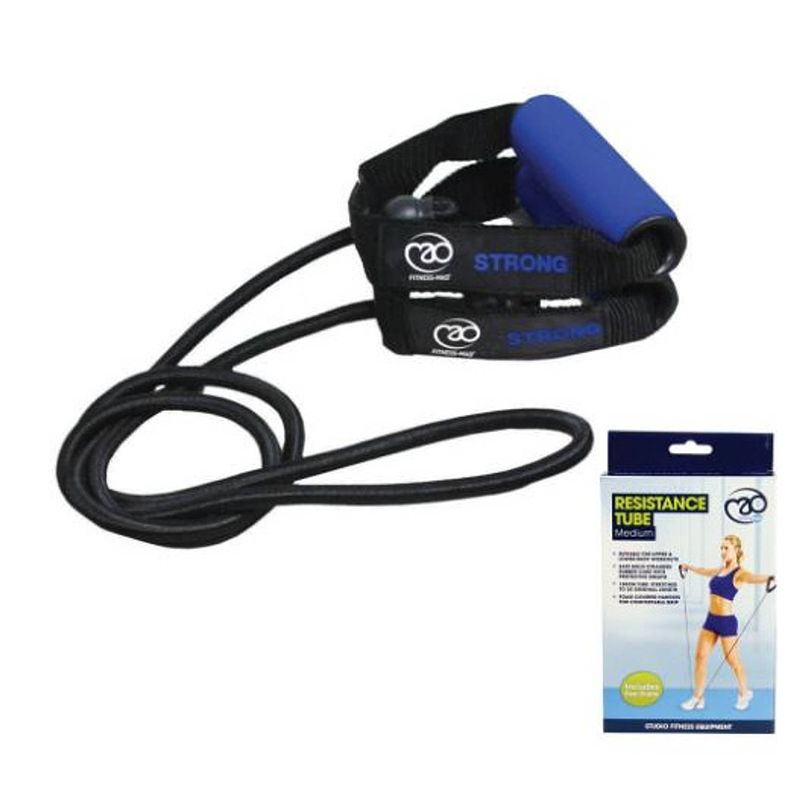 Foto van Fitness-mad weerstandsband sterk 1,3 m rubber/nylon donkerblauw