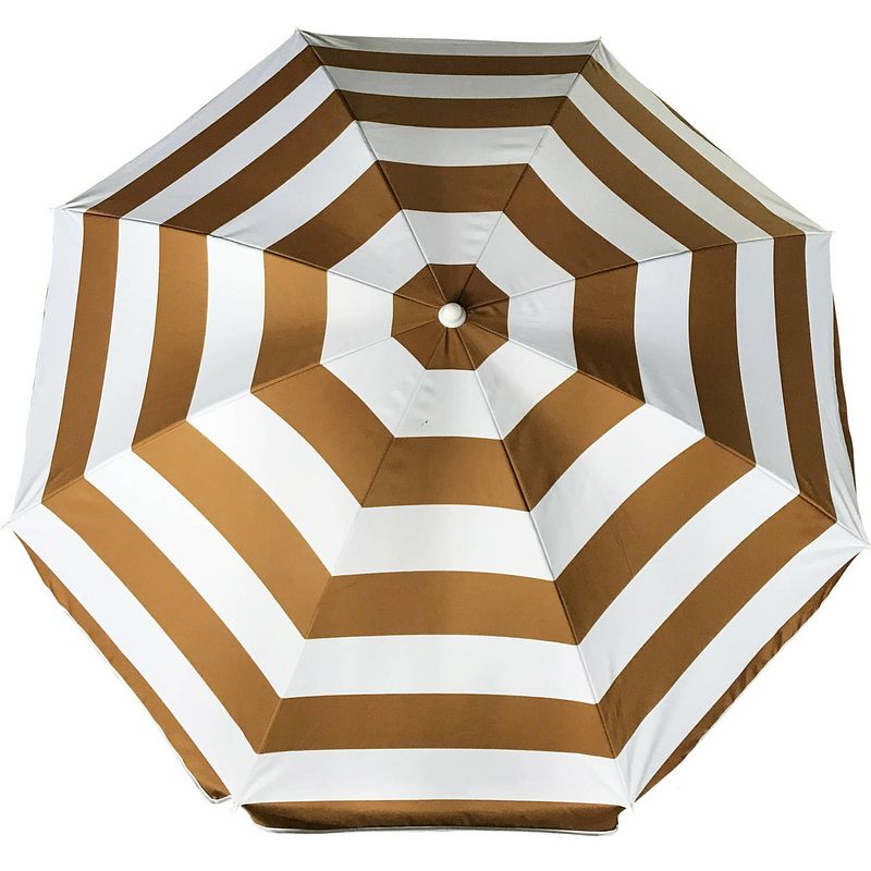 Foto van Parasol - goud/wit - gestreept - d200 cm - uv-bescherming - incl. draagtas - parasols