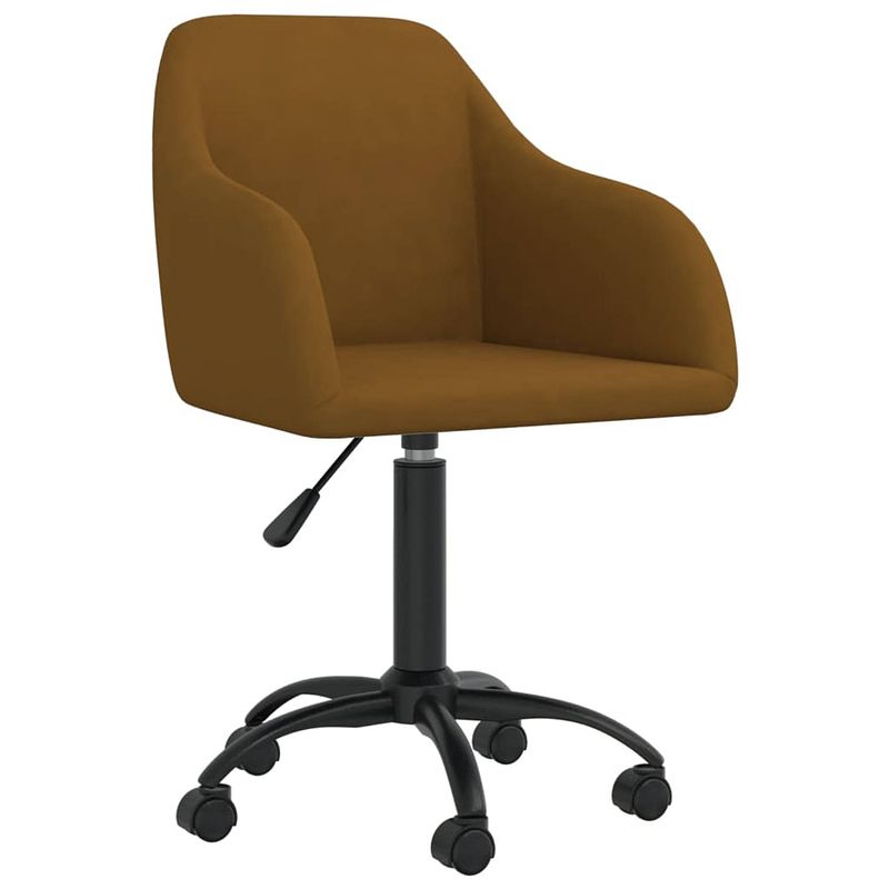 Foto van The living store draaibare eetstoelen - bruin fluweel - 53 x 51.5 x (81-93) cm - 5 zwenkwielen