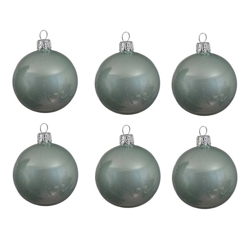 Foto van 6x glazen kerstballen glans mintgroen 6 cm kerstboom versiering/decoratie - kerstbal