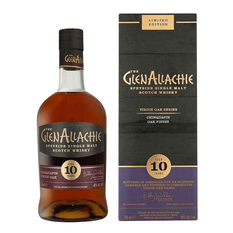 Foto van Glenallachie 10 years chinquapin virgin oak finish 70cl whisky + giftbox